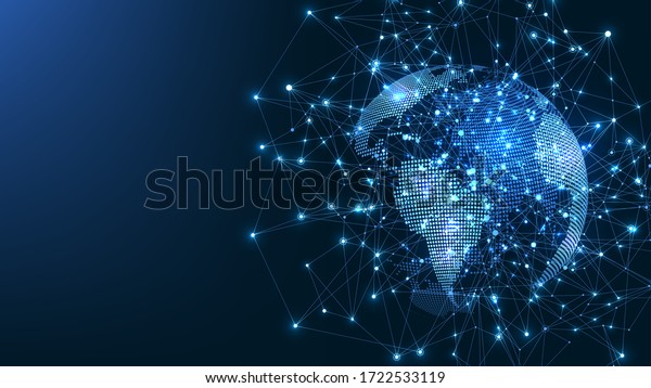 Global network\
connection concept. Big data visualization. Social network\
communication in the global computer networks. Internet technology.\
Business. Science. Vector\
illustration