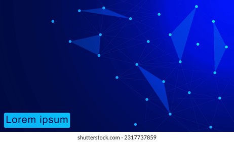 Global network connection concept with connecting dots and lines and plexus. Computer network, social networking, big data visualization, science and technology background design. Vector illustration.