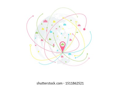 Global network connection concept. Social media abstract background internet communication. Big data network connection. SNS. Business presentation for your design and text. Vector illustration
