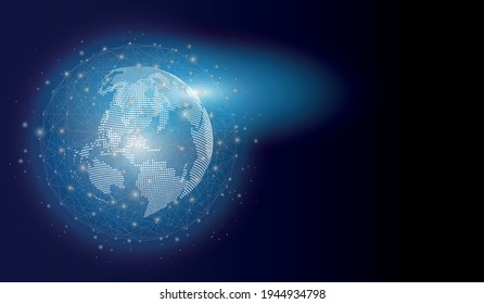 Global network connection concept. Social network communication in the global computer networks.World map point and line composition concept of global business.Big data visualization.Vector illustrati
