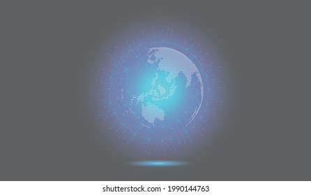 Global network connection concept. Social network communication in the global computer networks.World map point and line composition concept of global business.Vector illustration