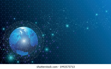 Global network connection concept. Social network communication in the global computer networks.World map point and line composition concept of global business.Vector illustration