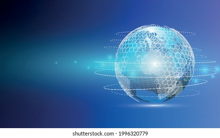Global network connection concept. Social network communication in the global computer networks.World map point and line composition concept of global business.Vector illustration