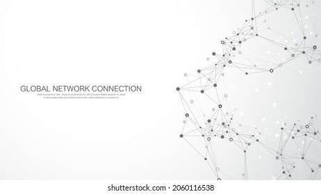 Global network connection concept. Social network communication in the global business. Big data visualization. Internet technology. Vector illustration