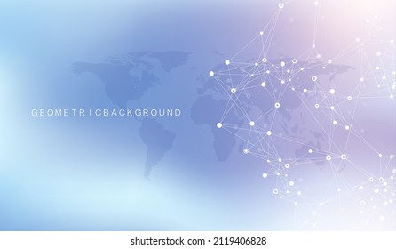Global network connection concept. Social network communication in the global business. Big data visualization. Internet technology. Vector illustration.
