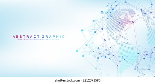 Global network connection concept. Social network communication in the global business. Big data visualization. Internet technology. Vector illustration.