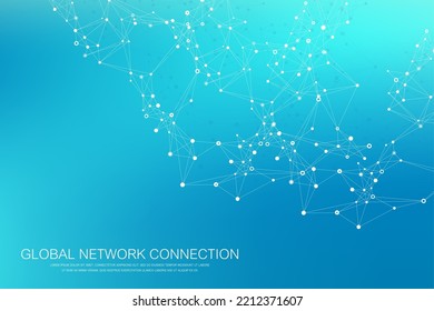 Global network connection concept. Social network communication in the global business. Big data visualization. Internet technology. Vector illustration.