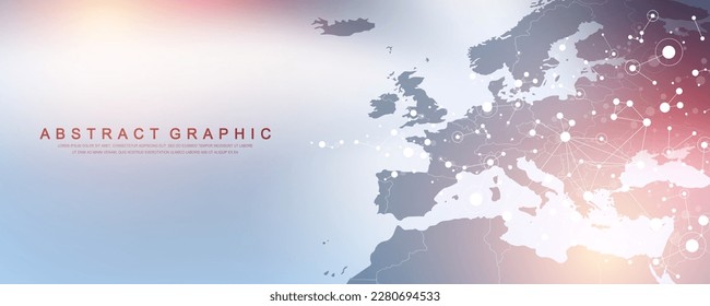 Global network connection concept. Social network communication in the global business concept. Big data visualization. Internet technology. Vector illustration