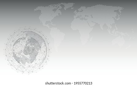 Global network connection and data connections concept