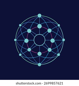 Conexión de red global Visualización de esfera digital Conexión de Tecnología de Web mundial Sistema de red de transferencia de datos Nodos y líneas interconectados