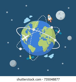 Global network connection in flat style