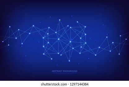 Global network connection. Geometric abstract background with connected dots and lines. Digital technology and communication concept