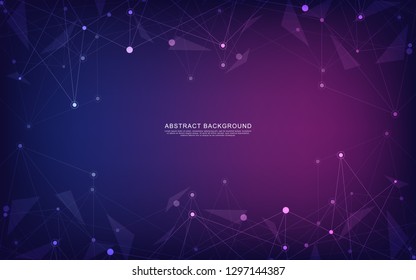  Conexión de red global.Fondo abstracto geométrico con puntos y líneas conectados. Tecnología digital y concepto de comunicación
