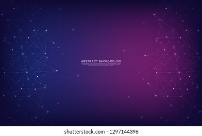 Global network connection. Geometric abstract background with connected dots and lines. Digital technology and communication concept
