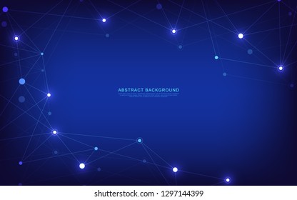 Global network connection. Geometric abstract background with connected dots and lines. Digital technology and communication concept