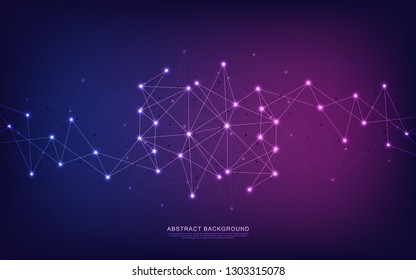 Global network connection. Geometric abstract background with connected dots and lines. Digital technology and communication concept