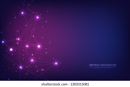 Global network connection. Geometric abstract background with connected dots and lines. Digital technology and communication concept