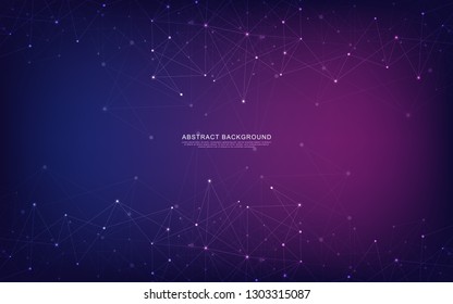 Global network connection. Geometric abstract background with connected dots and lines. Digital technology and communication concept