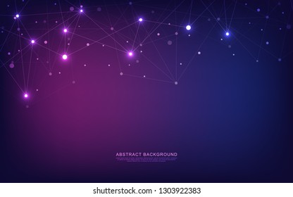 Global network connection. Geometric abstract background with connected dots and lines. Digital technology and communication concept