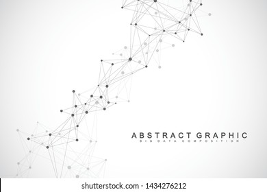 Global network connection. Geometric abstract background with connected line and dots. Network and connection background for your presentation. Graphic polygonal background. Vector illustration