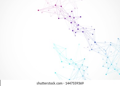 Global network connection. Geometric abstract background with connected line and dots. Network and connection background for your presentation. Graphic polygonal background. Vector illustration