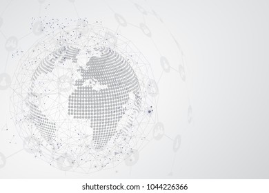 Global network connection. globe polygonal mesh and line as business , technology and composition concept. Vector Illustration.