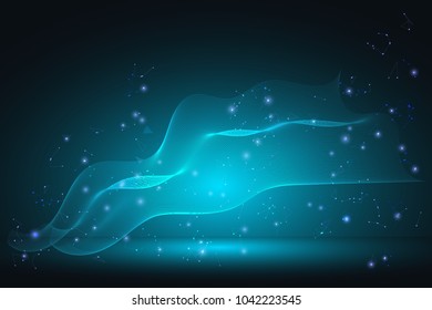 Global network connection. Glowing blue Mesh and line on dark background as business , technology and composition concept. Vector Illustration.