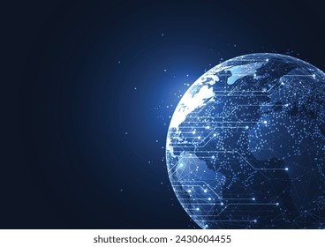 Global network connection with graph in futuristic concept for financial. World map point and Global business. Vector Illustration