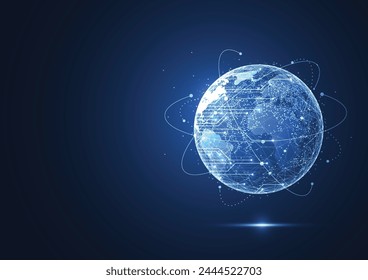 Global network connection with graph in futuristic concept for financial. World map point and Global business. Vector Illustration