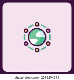 Global Network Connection Icon Design,Modern Flat Style