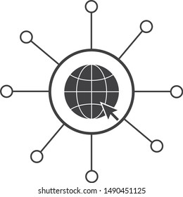 global network connection icon on white background. flat style. business networking icon for your web site design, logo, app, UI. internet symbol. worldwide sign. 