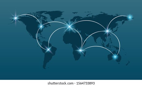 Global network connection, internet and global connection concept, vector illustration