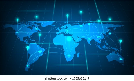 Global network connection, internet and global connection concept, vector illustration