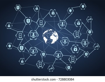 global network connection, internet protection vector concept