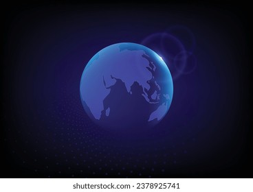 Conexión de red global a Internet y tecnología. Fondo geométrico del plexo azul flotante. Concepto de negocios global. Ilustración de vectores planos