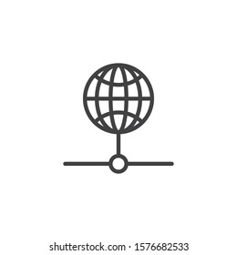Global network connection line icon. linear style sign for mobile concept and web design. Public Network outline vector icon. Symbol, logo illustration. Vector graphics