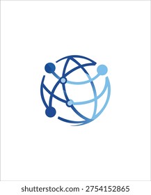 Global Network Connection Logo Design with Blue Globe and Dots