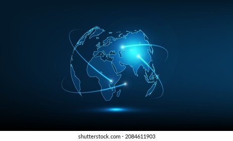 Global network connection with Metaverse digital world smart futuristic interface technology background, Vector Illustration