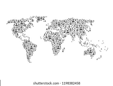 Global network connection of plenty communication people. World map point of Connection technologies for business. Mixed media. Vector illustration