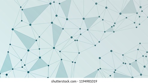 Global network connection polygonal grid. Interlinked nodes, neuron or social media structure concept. Network nodes information technology concept.