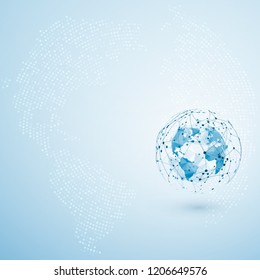 Global network connection. Polygonal World map dot and line composition. Concept of global business. Vector Illustration