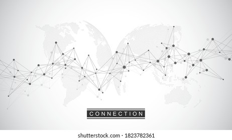 Global network connection. Social network communication in the global business. World map point and line composition concept. Vector illustration