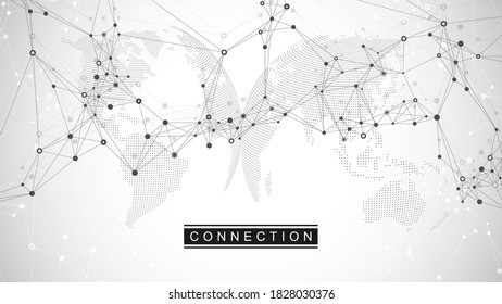 Global network connection. Social network communication in the global business. World map point and line composition concept. Vector illustration