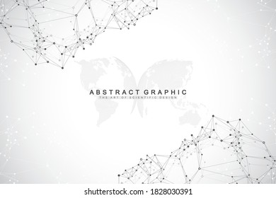 Global network connection. Social network communication in the global business. World map point and line composition concept. Vector illustration