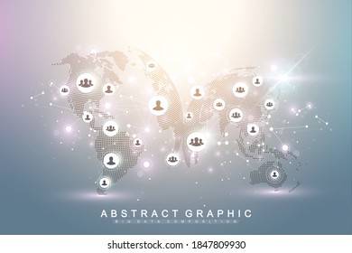 Global network connection. Social network communication in the global business. World map point and line composition concept. Vector illustration