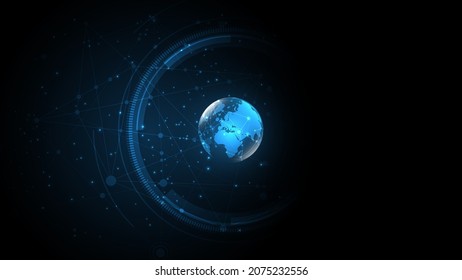 Global network connection. Global technology. World map abstract technology background global business innovation concept
