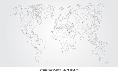 Global network connection. Global technology. World map abstract technology background global business innovation concept
