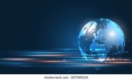 Global network connection. Global technology. World map abstract technology background global business innovation concept
