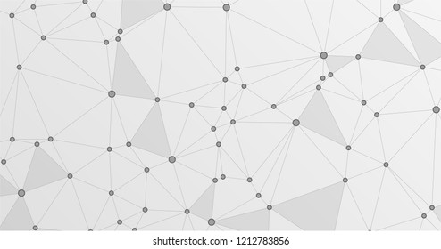 Global network connection triangles grid. Interlinked nodes, atom, web or big data cloud structure concept. Network nodes information technology concept.