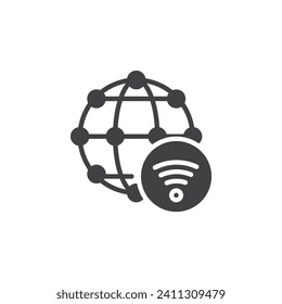 Global network connection vector icon. filled flat sign for mobile concept and web design. Network connection signal glyph icon. Symbol, logo illustration. Vector graphics